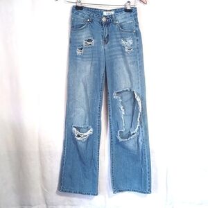 Telepatia Midrise Wide Leg Heavily Distressed Jeans Size 00/23